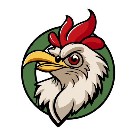Chicken cartoon mascot logo vector elegant restaurant design idea fried chickenのイラスト素材