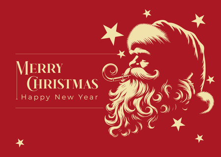 Santa Claus abstract silhouette Vector drawing happy new year simple greeting card merry christmasのイラスト素材