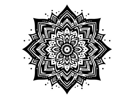Mandala. Ethnic decorative element. Hand-drawn backdrop. Islam, Arabic, Indian, and Ottoman motifs ready for coloring page vector art designのイラスト素材
