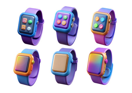 Set of colourful smart watches isolated on a white background. 3d render
Smart Watch 3d render...
