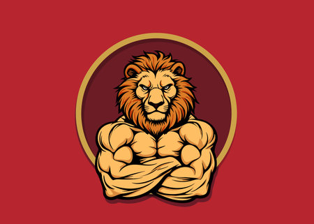 Lion mascot logo. Lion vector icon. Lion sport emblem.のイラスト素材