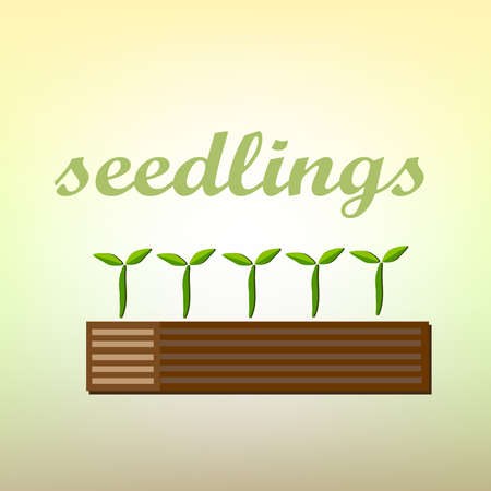 Seedling. Flat. Cartoon style. Green grass.のイラスト素材