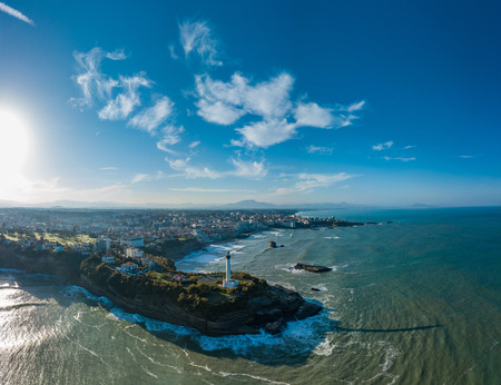 Aerial view Lighthouse in Biarritz, Pays basque, Pyrennees Atlantique, Franceの写真素材
