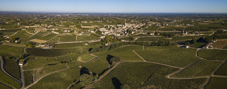 Aerial View Bordeaux vineyards, Saint-Emilion, Aquitaine area of the Gironde department, France,...