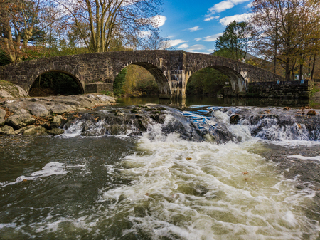 Roman Bridge, Ur Hertsi, Ascain, Pays Basque, Franceの写真素材