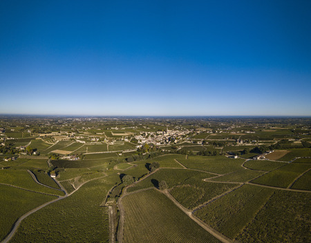 Aerial View Bordeaux vineyards, Saint-Emilion, Aquitaine area of the Gironde department, France, Europe,の写真素材