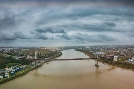 Aerial view of Aquitaine Bridgeの写真素材