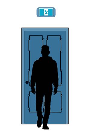 silhouette of a man on the background of the doorのイラスト素材