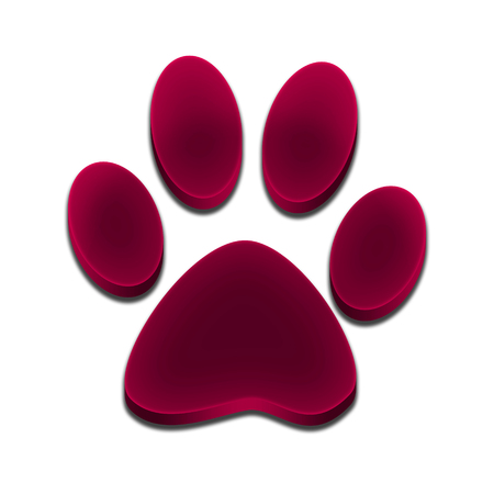 Logo footprint of dog 3d purple pink colorの写真素材