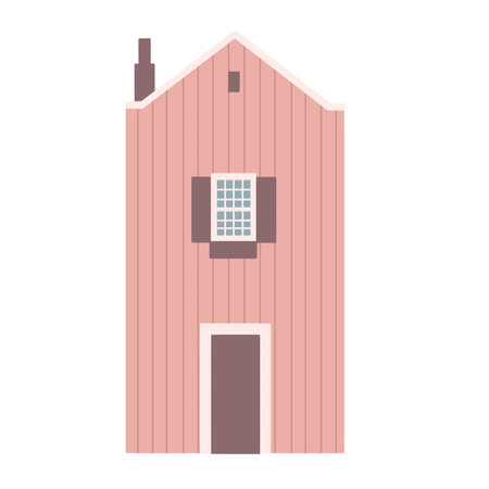 Cute house in flat design, calm colorsの写真素材