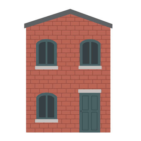 Cute house in flat design, calm colorsの写真素材