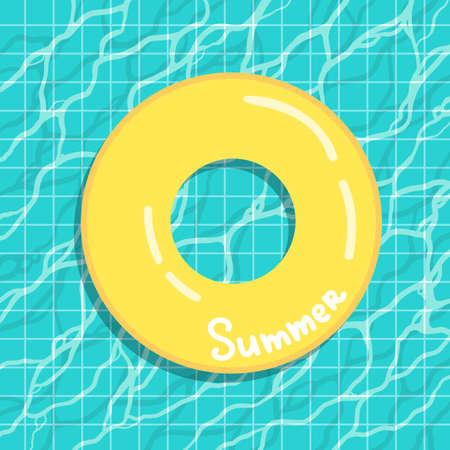 Rubber ring floating on water in pool, vectorのイラスト素材