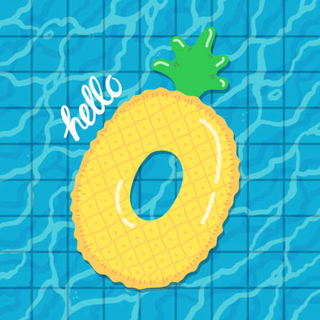 Rubber ring floating on water in pool, vectorのイラスト素材