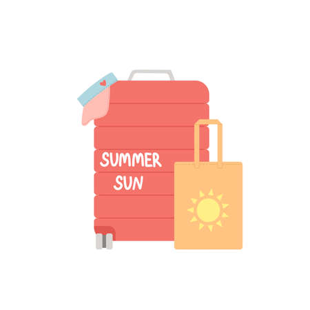 Hello summer baggage and travel elements vectorのイラスト素材