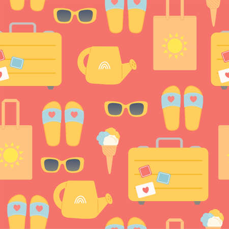 Summer seamless pattern vector and flat designのイラスト素材