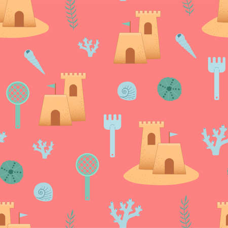 Summer seamless pattern vector and flat designのイラスト素材
