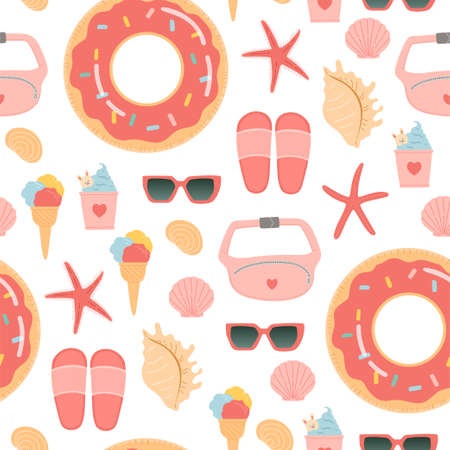 Summer seamless pattern vector and flat design