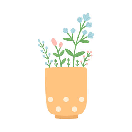 Flower in beautiful cup, flat design vectorのイラスト素材