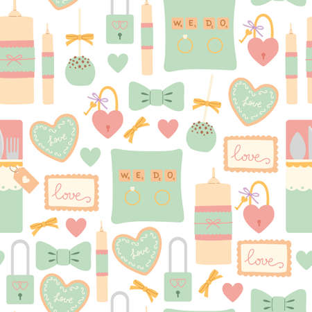 Wedding soft color seamless pattern flat vectorのイラスト素材
