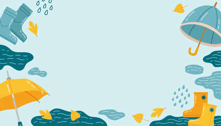 Autumn flat design vector background fall leavesのイラスト素材
