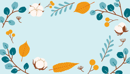 Autumn flat design vector background fall leavesのイラスト素材