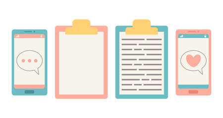 Phone and tablet icons pink and blue vectorのイラスト素材