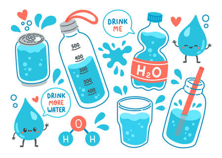 Drink more water set h2o vector illustrationのイラスト素材