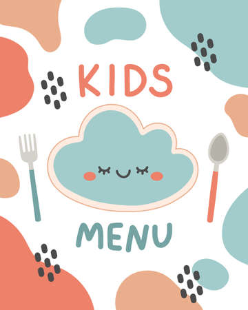 Cute colorful kids meal menu design vectorのイラスト素材