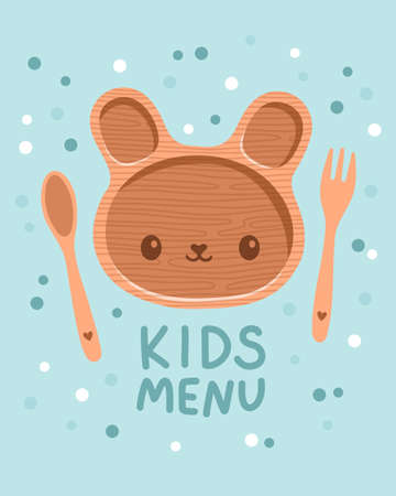 Cute colorful kids meal menu design vectorのイラスト素材