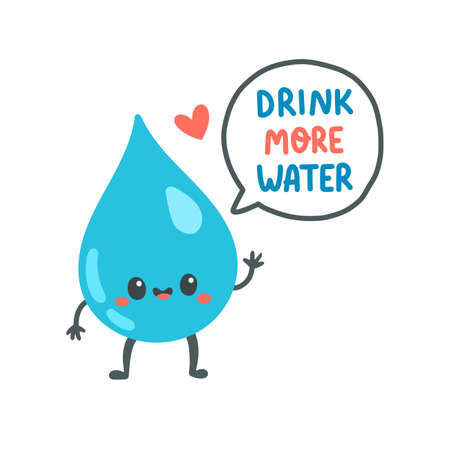 Drink more water quote flat design vectorのイラスト素材