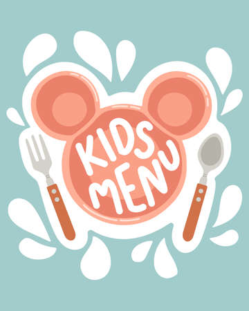Cute colorful kids meal menu design vectorのイラスト素材