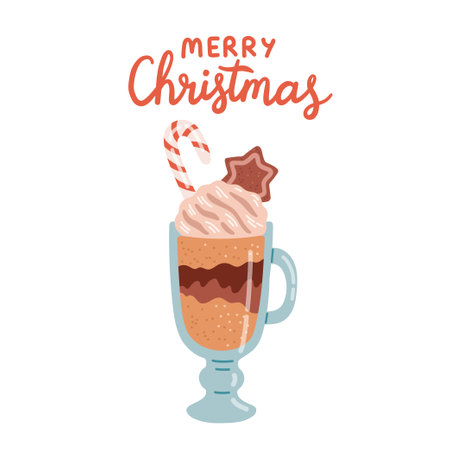 Merry Christmas warm drink cozy winter vectorのイラスト素材