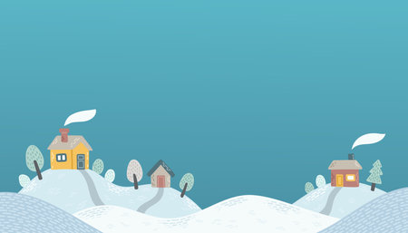 Winter vector background simple blue flat designのイラスト素材