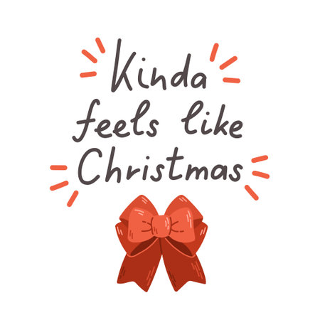 Christmas decorations with Christmas lettering flat design vectorのイラスト素材