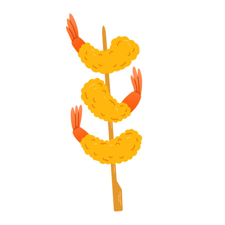 Tempura fried ebi. Shrimp yakitori. Suitable for decoration, sticker, icon, and others.のイラスト素材