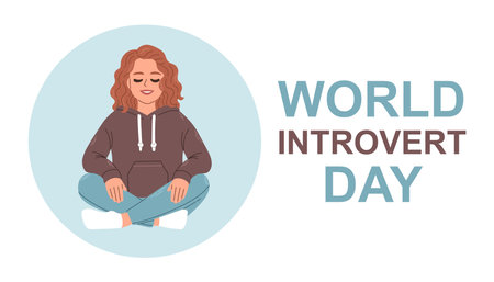 World Introvert Day. January 2. Holiday concept. Template for background, banner, card, poster. Vector EPS10のイラスト素材
