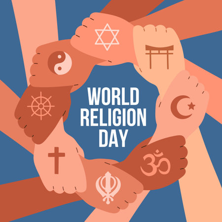 World Religion Day Banner Design Vector illustrationのイラスト素材