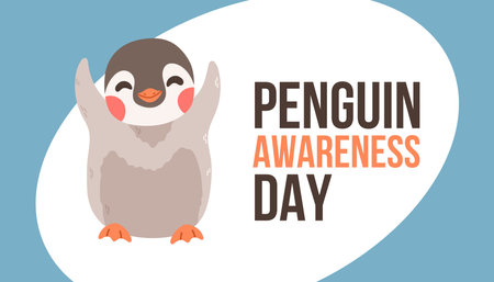 Penguin Awareness Day Vector Illustration. Cute penguin cartoon character.のイラスト素材