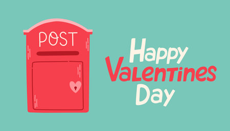 Happy Valentines Day Poster or banner with cute font, sweet hearts isolated. Promotion and shopping template vectorのイラスト素材