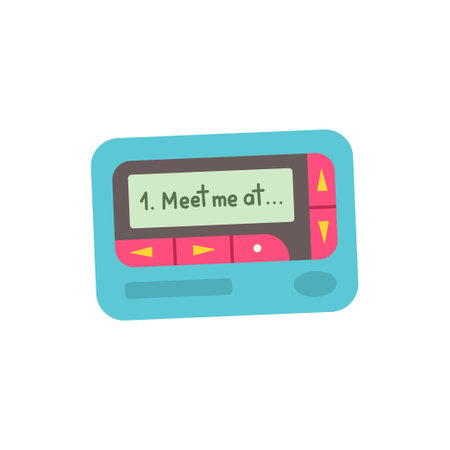 Old pager. Colorful 90s pager. Nostalgia, old school, retro technology design, vintage concept vectorのイラスト素材
