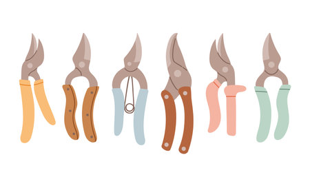 Set of gardening items in hand drawn style. Agricultural and garden tools for spring work. Vector isolated on whiteのイラスト素材