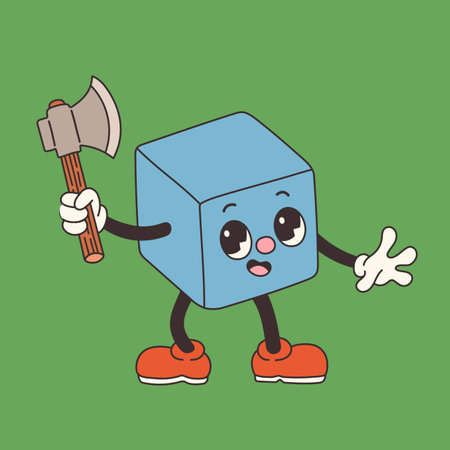 DND Dice for Board games in old classic cartoon style, groovy RPG dice for table game vectorのイラスト素材