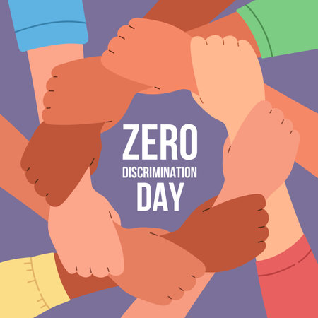 Zero Discrimination Day. March 1. Holiday concept. Template for background, banner, card, poster with text inscriptionのイラスト素材