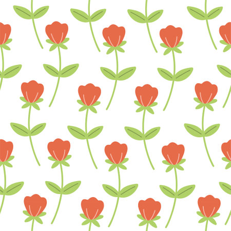 Seamless pattern with red roses and green leaves vectorのイラスト素材