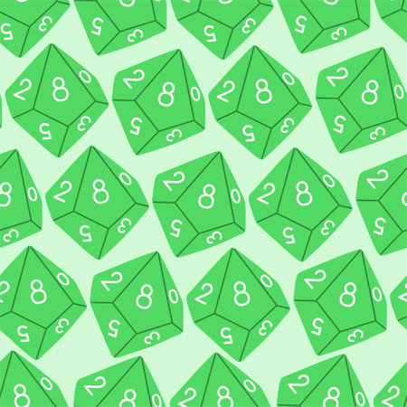 D8 D10 D12 D20 Dice for Board games seamless pattern, RPG dice set for table game vectorのイラスト素材
