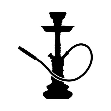 Shisha, hookah black silhouette. Vector hookah illustration isolated on white.のイラスト素材