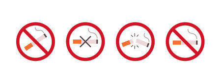 No smoking sign set on white backgroundのイラスト素材