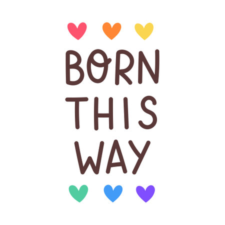 LGBT quote Born this way isolated on white background. LGBTQ. Symbol of the LGBT pride community. Rainbow.のイラスト素材