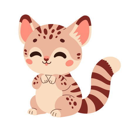 Cute cartoon geneta vector childish vector illustration in flat style. For poster, greeting card and baby design.のイラスト素材