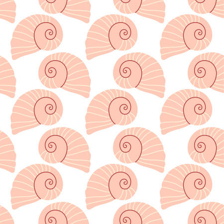 Sea shells seamless pattern. Trendy pattern of seashells for wrapping paper, wallpaper, stickers, notebook cover.のイラスト素材